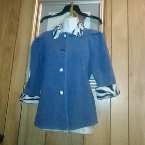 Boutique Mudpie  Blue Fleece collar jacket